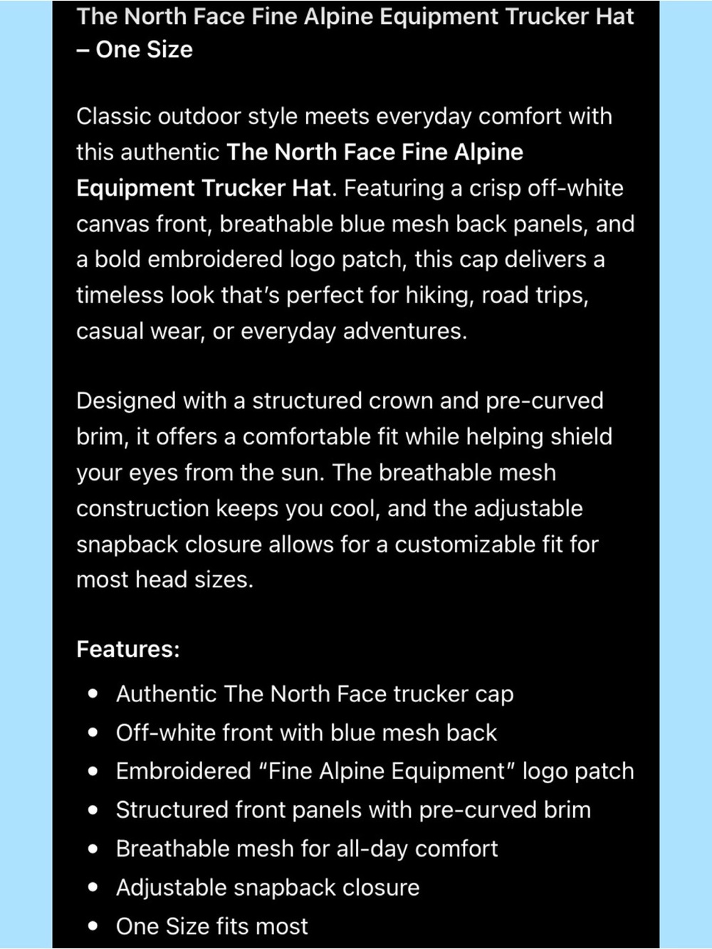 The North Face Blue Two Tone Colorblock Trucker Hat - Picture 5 of 5
